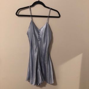Vintage satin silk Cinderella blue slip